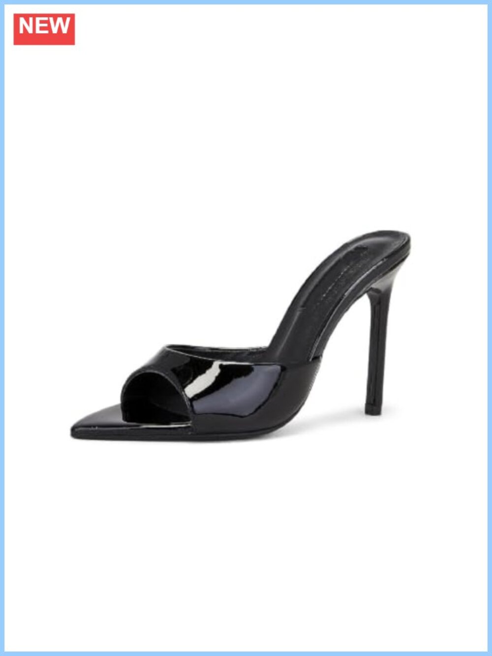 Women's PU Leather Pointed Toe Stiletto Heeled Sandals Slip On High Heels for